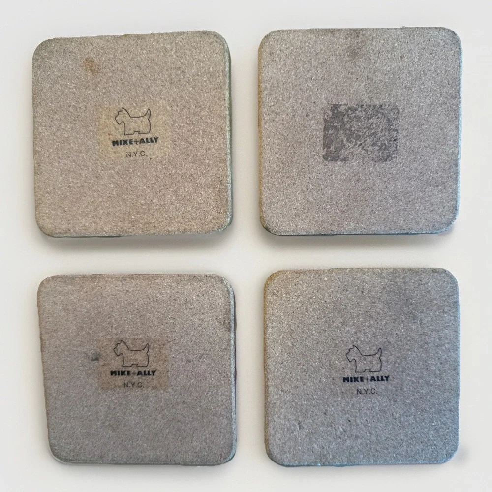 Vintage Mike + Ally RARE Elegant Butterfly Flowers Lacquered Coasters Set of 4
